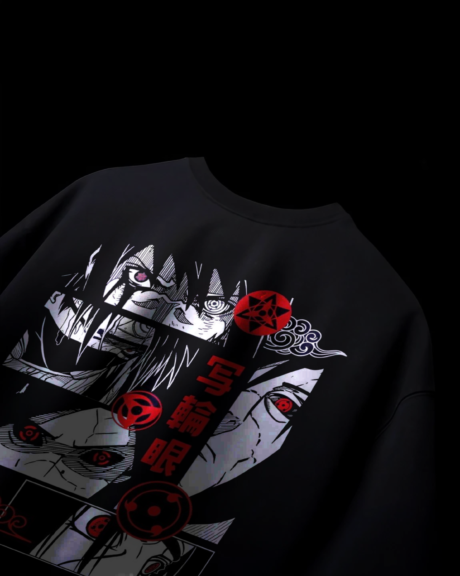 Uchiha and The Sharingan Naruto Dual Print Oversized T-Shirt